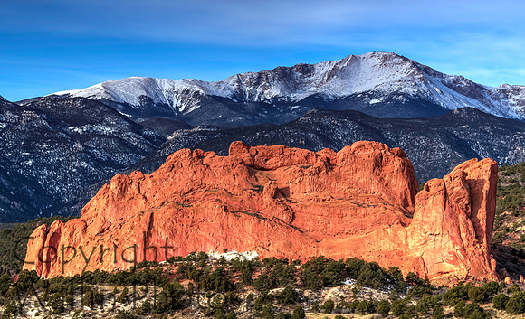 Garden of the Gods and Pikes Peak in early morning